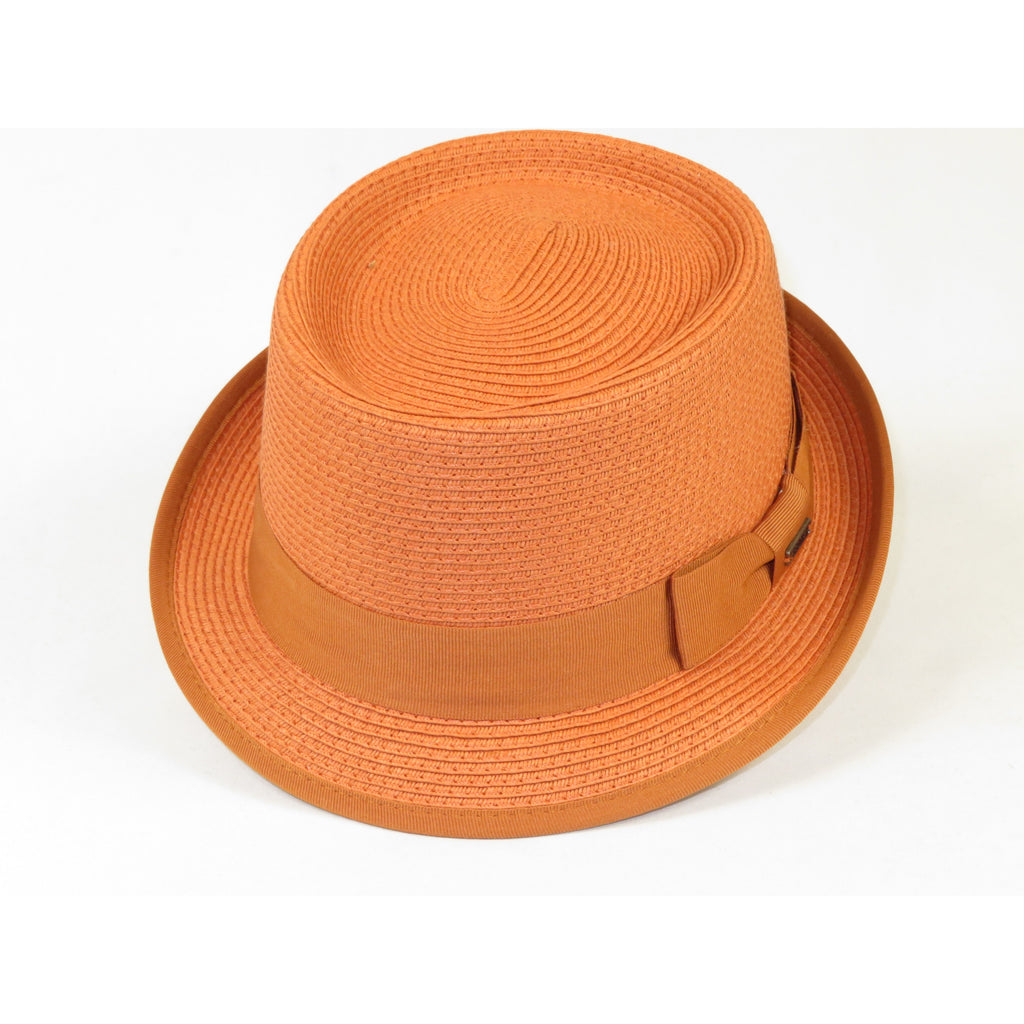 Men's Broner Summer Hat Woven Straw Style Porkpie STAND UP 88-8605 Terra Cotta