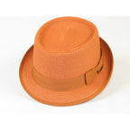 Men's Broner Summer Hat Woven Straw Style Porkpie STAND UP 88-8605 Terra Cotta