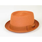 Men's Broner Summer Hat Woven Straw Style Porkpie STAND UP 88-8605 Terra Cotta