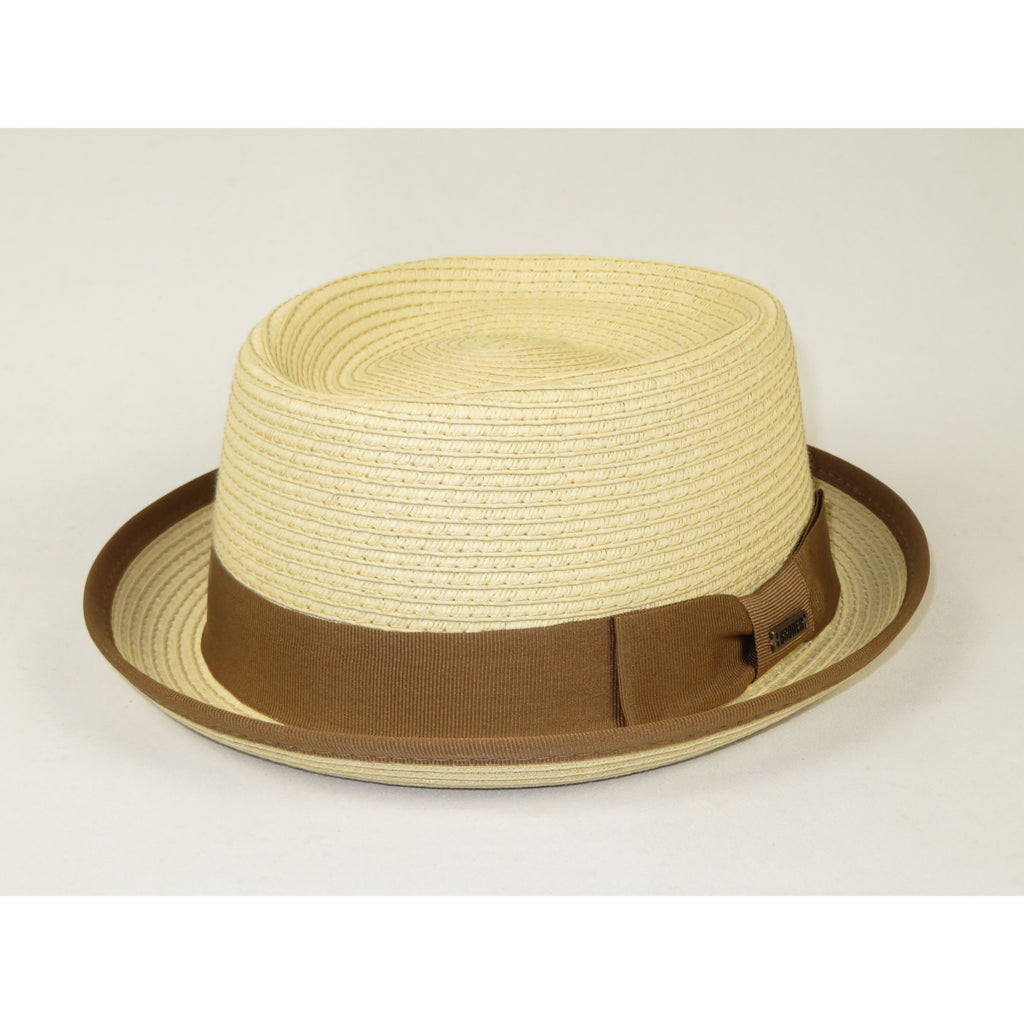 Men's Broner Summer Hat Woven Straw Style Porkpie STAND UP 88-8606 Natural