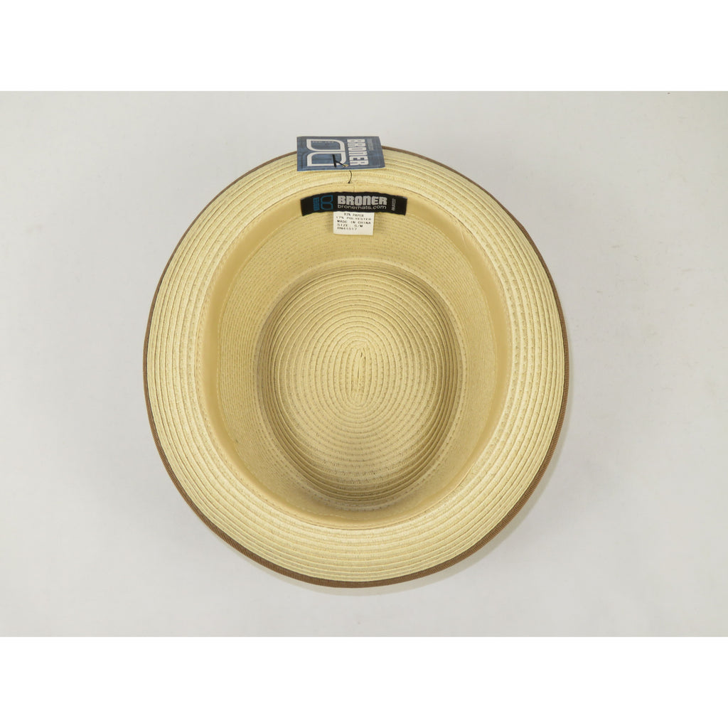 Men's Broner Summer Hat Woven Straw Style Porkpie STAND UP 88-8606 Natural