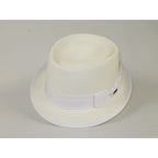 Men's Broner Summer Hat Woven Straw Style Porkpie STAND UP 88-8608 White
