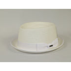 Men's Broner Summer Hat Woven Straw Style Porkpie STAND UP 88-8608 White