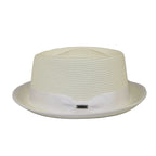 Men's Broner Summer Hat Woven Straw Style Porkpie STAND UP 88-8608 White