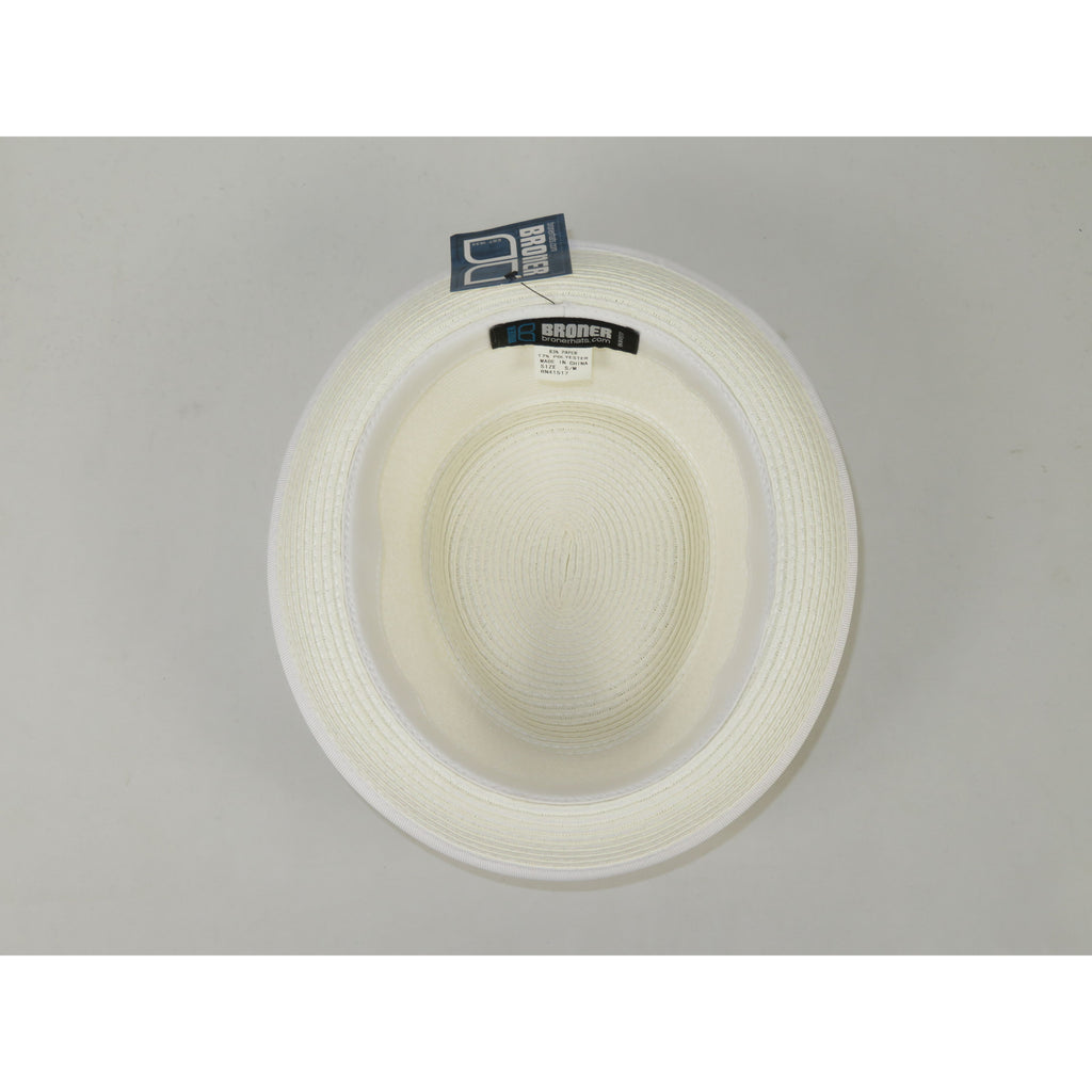 Men's Broner Summer Hat Woven Straw Style Porkpie STAND UP 88-8608 White
