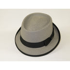 Men's Broner Summer Hat Woven Straw Style Porkpie STAND UP 88-8609 Gray