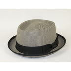 Men's Broner Summer Hat Woven Straw Style Porkpie STAND UP 88-8609 Gray