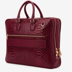 The Cortona Burgundy Snake Leather Men’s Laptop Briefcase