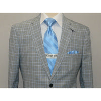 Men's US Polo Sport coat 8911j Black white Hounds-tooth with blue Plaid 42 Long