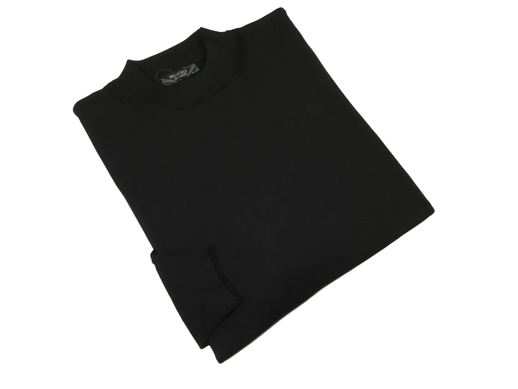 Men PRINCELY Italian Viscose Short Mock Neck Pullover Slim 89567-00 Black 101