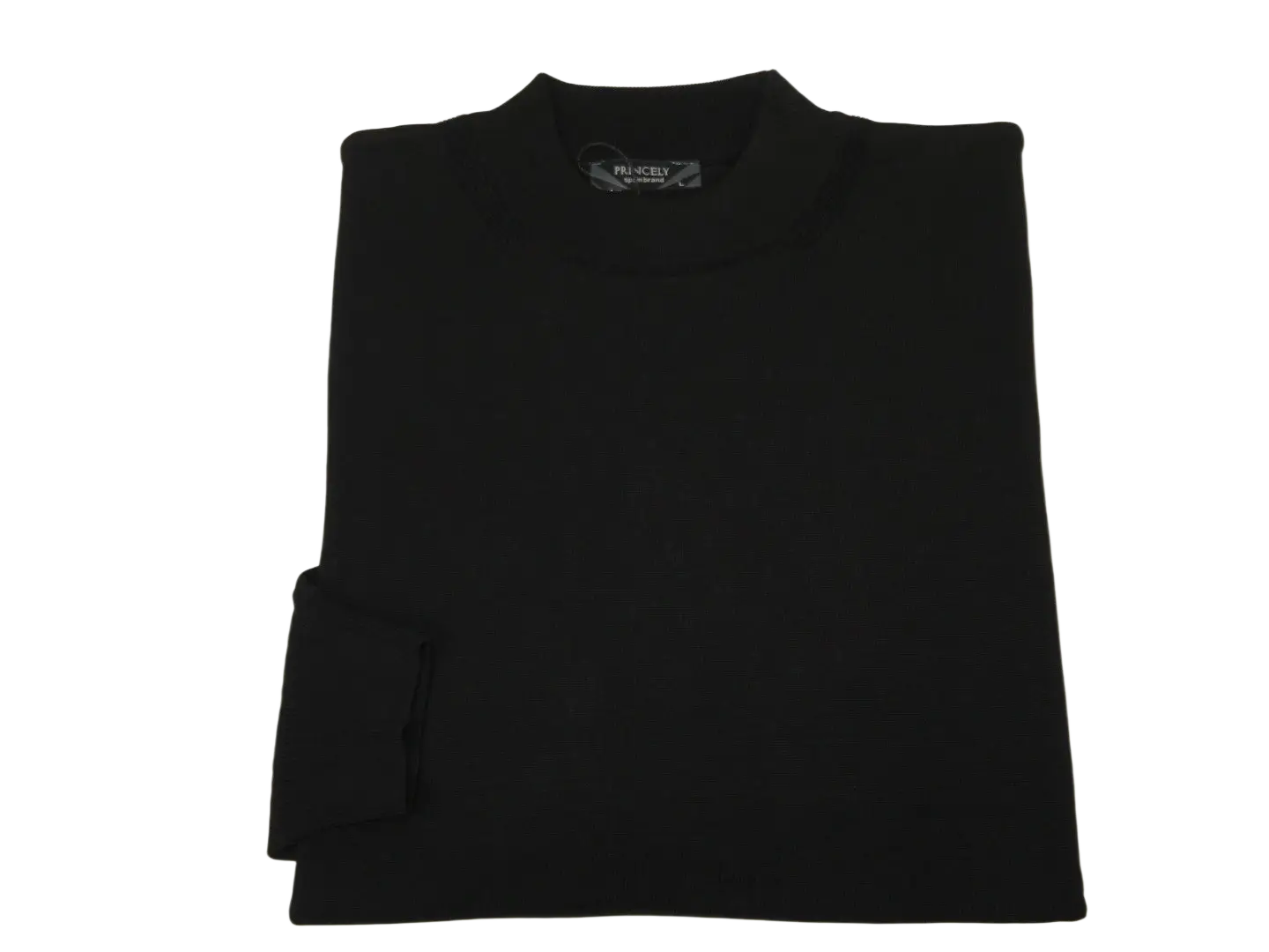 Men PRINCELY Italian Viscose Short Mock Neck Pullover Slim 89567-00 Black 101