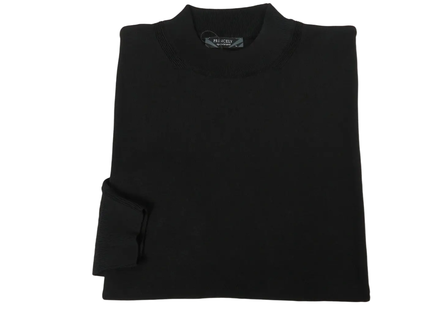 Men PRINCELY Italian Viscose Short Mock Neck Pullover Slim 89567-00 Black 101