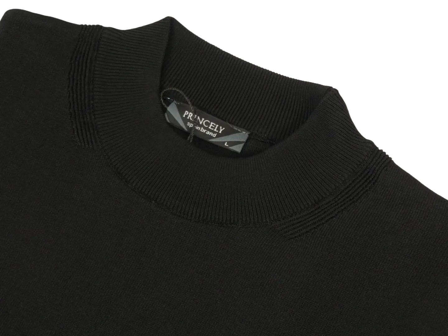 Men PRINCELY Italian Viscose Short Mock Neck Pullover Slim 89567-00 Black 101