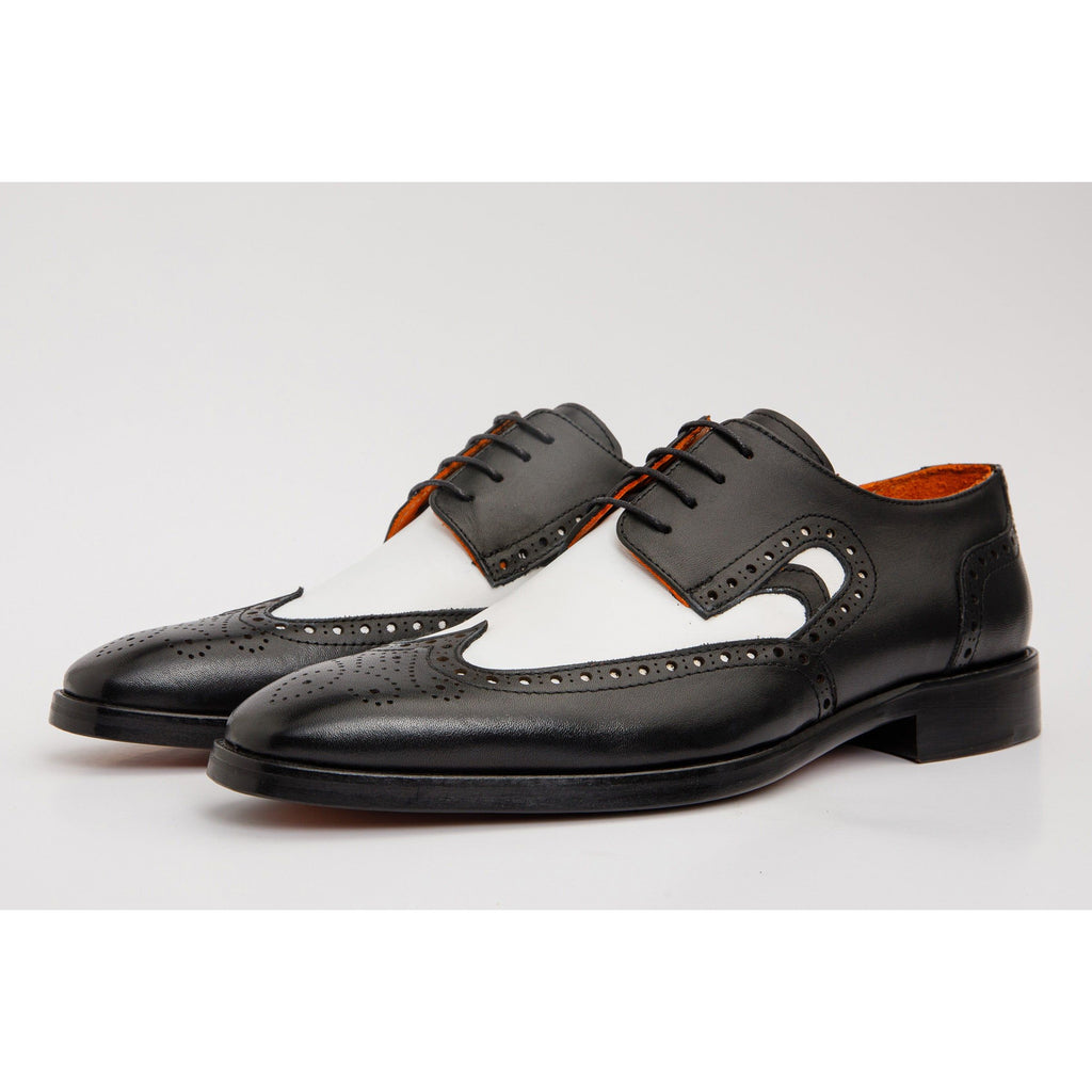 The Neiva Black & White Wingtip Semi Brogue Derby Men Shoe