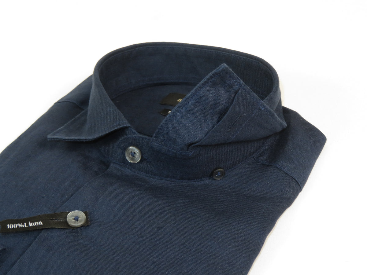 Allegro Premium Linen Shirts Soft Breathable With Hidden Collar Button 901-4 Navy