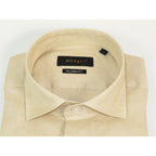 Allegro Premium Linen Shirts Soft Breathable With Hidden Collar Button 901-5 Beige
