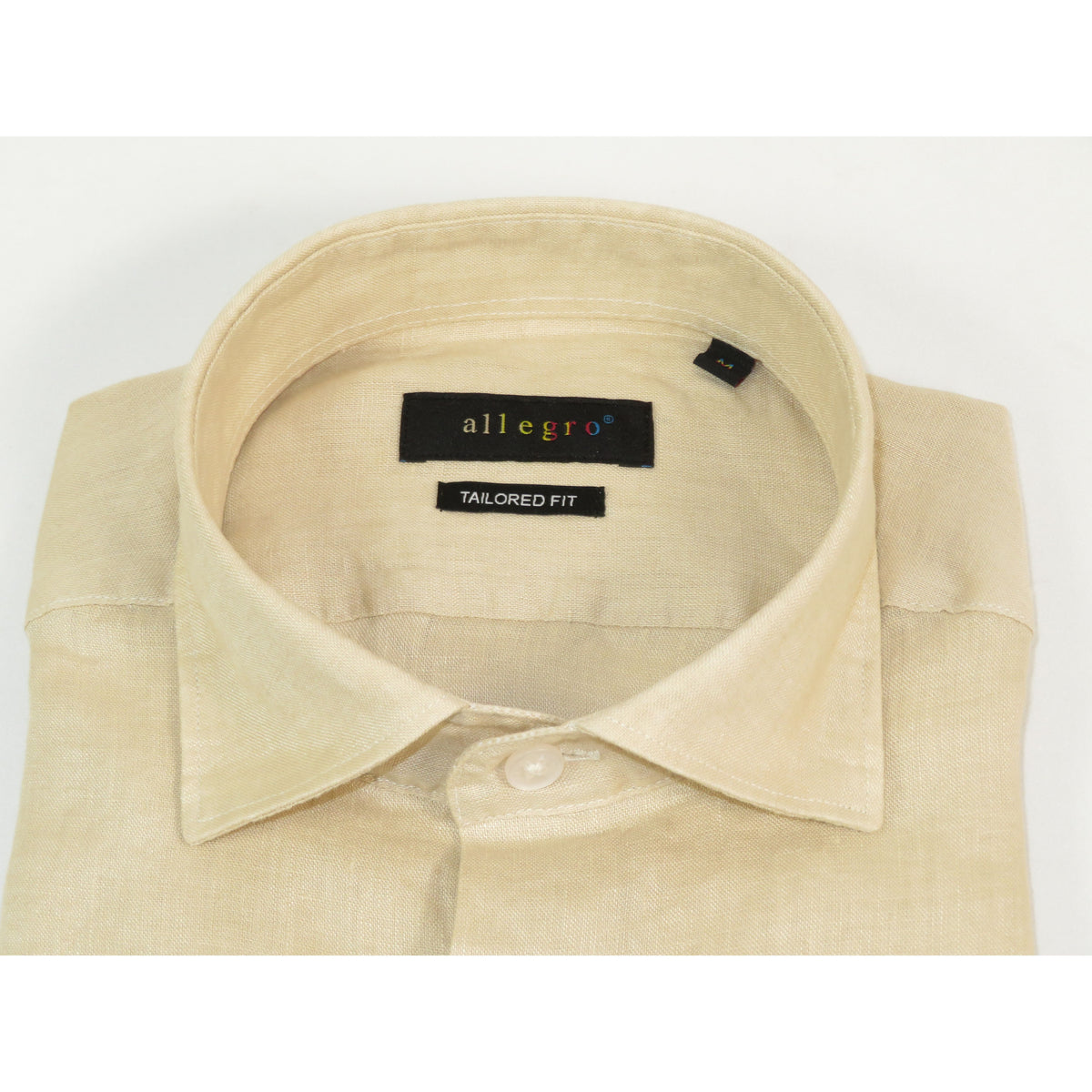 Allegro Premium Linen Shirts Soft Breathable With Hidden Collar Button 901-5 Beige