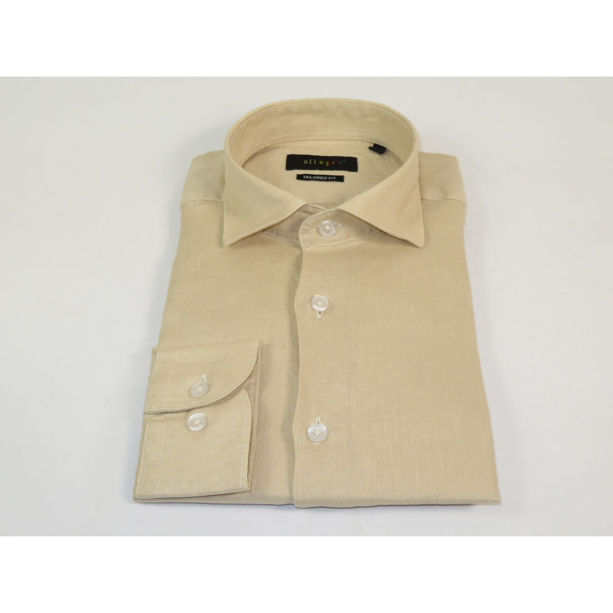Allegro Premium Linen Shirts Soft Breathable With Hidden Collar Button 901-5 Beige