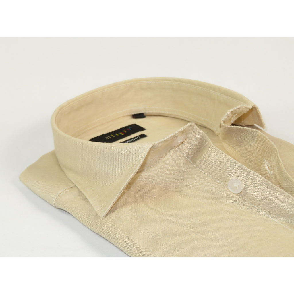 Allegro Premium Linen Shirts Soft Breathable With Hidden Collar Button 901-5 Beige
