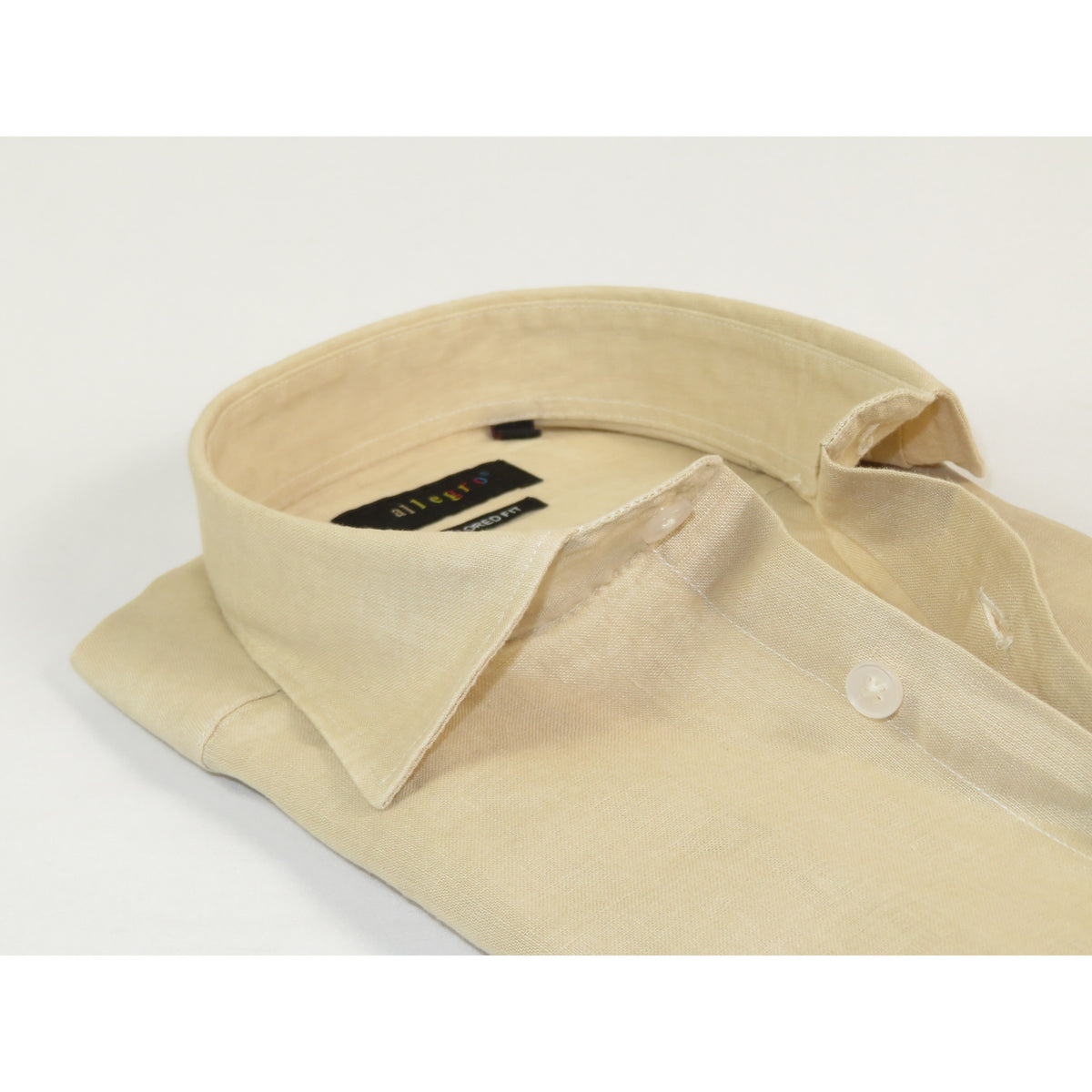 Allegro Premium Linen Shirts Soft Breathable With Hidden Collar Button 901-5 Beige