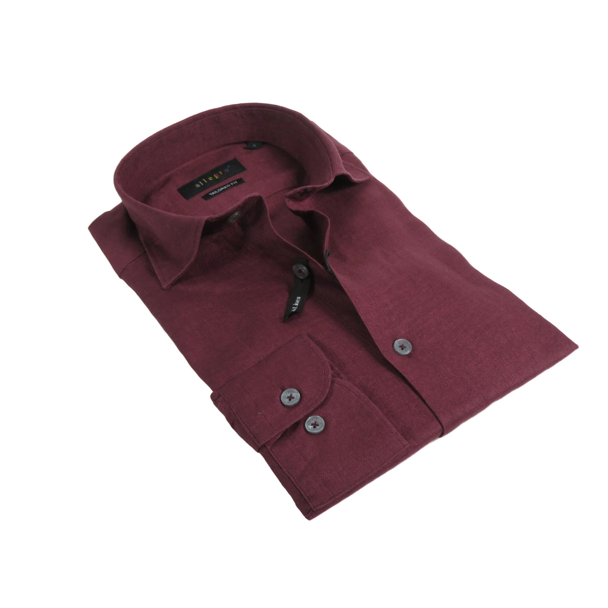 Allegro Premium Linen Shirts Soft Breathable With Hidden Collar Button 901-7 Wine