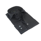 Allegro Premium Linen Shirts Soft Breathable With Hidden Collar Button 902-10 Black