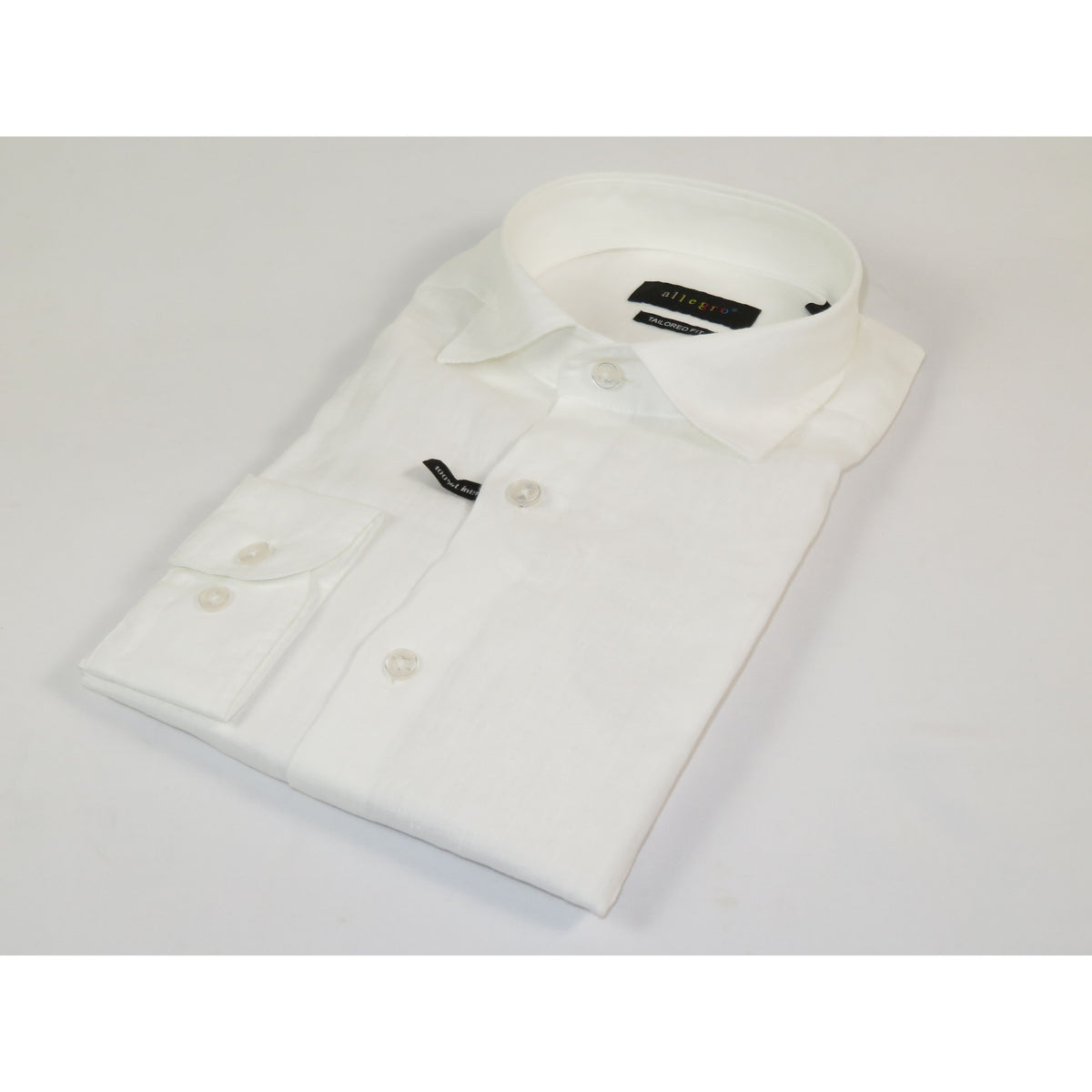 Allegro Premium Linen Shirts Soft Breathable With Hidden Collar Button 902-1 White