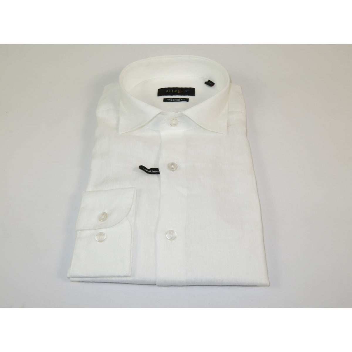 Allegro Premium Linen Shirts Soft Breathable With Hidden Collar Button 902-1 White