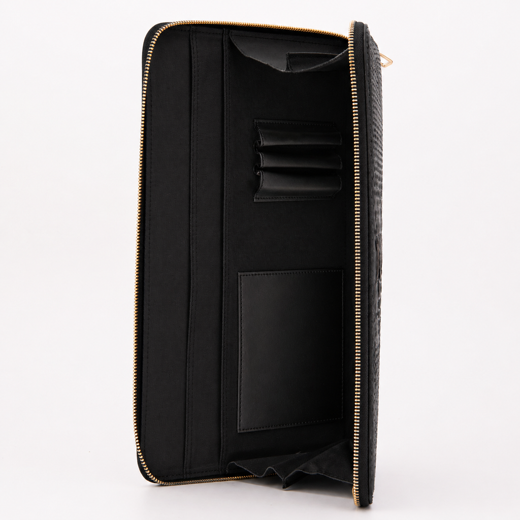 The Varese Black Hand-Painted Snake Leather 14” Laptop Portfolio