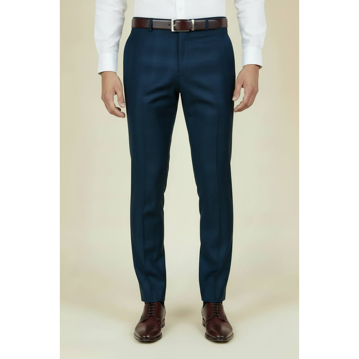 Men's Levent Serez Turkish Suit Super 160's Italian Wool 9125 Blue Glenn Plaid