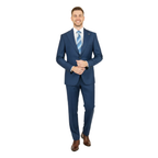 Men's Levent Serez Turkish Suit Super 160's Italian Wool 9125 Blue Glenn Plaid