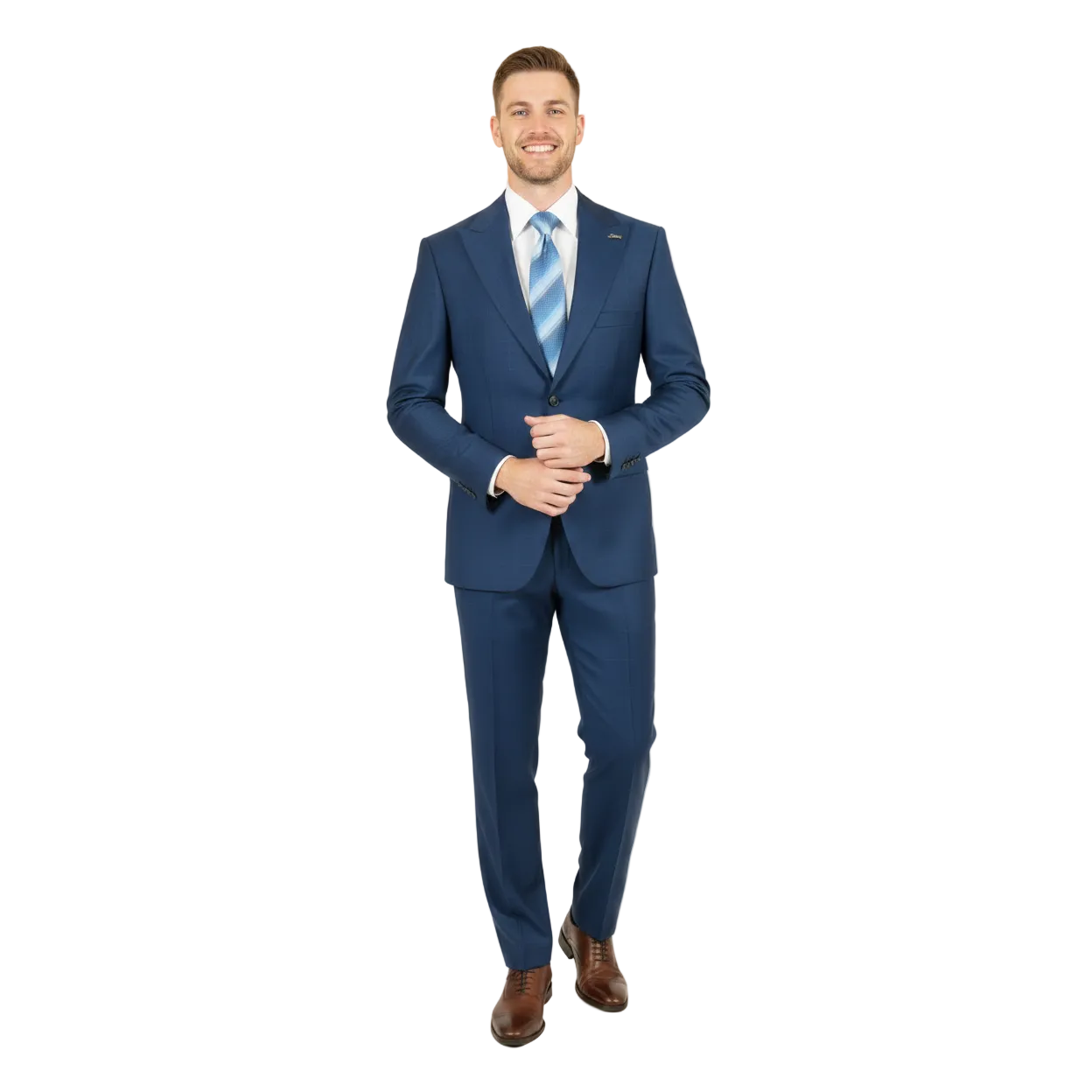 Men's Levent Serez Turkish Suit Super 160's Italian Wool 9125 Blue Glenn Plaid
