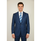 Men's Levent Serez Turkish Suit Super 160's Italian Wool 9125 Blue Glenn Plaid