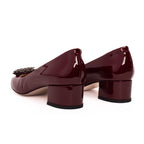 The Danish Burgundy Patent Leather Block Heel Pump Women Shoe