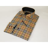 Men's AXXESS Turkey Sports Dress Shirt 100% Soft Cotton High Collar 923-05 Tan