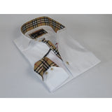 Men's AXXESS Turkey Sports Dress Shirt 100% Soft Cotton High Collar 923-09 White