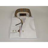 Men's AXXESS Turkey Sports Dress Shirt 100% Soft Cotton High Collar 923-09 White