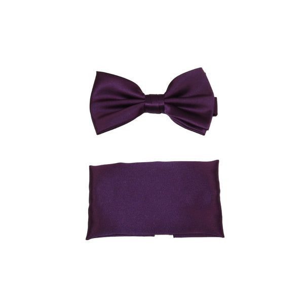 Men's Bow Tie and Hankie by J.Valintin Collection #92495 Solid Satin Plum