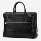 The Cortona Black Snake Leather Men’s Laptop Briefcase
