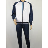 Men's Monte Carlo Turkey Jogging Suit 2pc Jump Set Stretchable 95192 Blue White