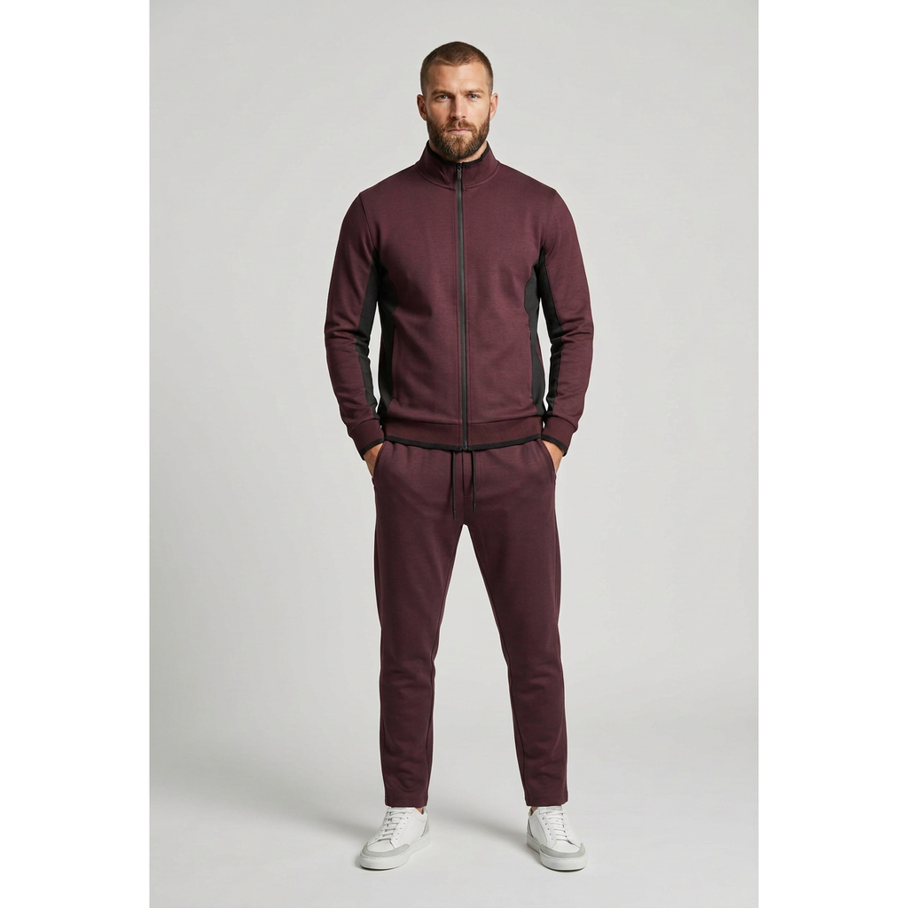 Men's Monte Carlo Turkey Comfort Jogging Suit 2pc Jump Set 95206 Bordo Burgundy