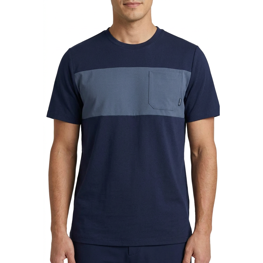 Men's Monte Carlo European 2pc Walking T-shirt Pants Set Stretch Cotton 95262 Laci Navy