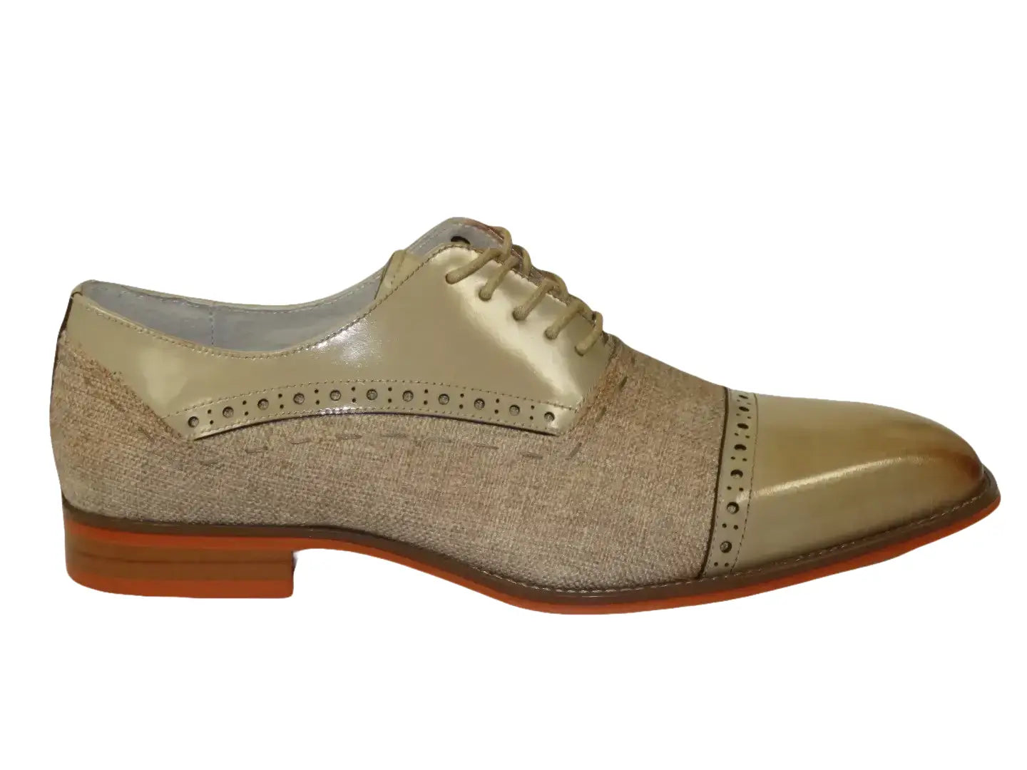 Men's Giovanni Shoes High Quality Leather/Fabric Cap Toe REED Natural Tan