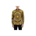 Men's AVM Crystal Shirt Medallion Medusa Cotton Turkey Slim Fit 9628-01 Gold