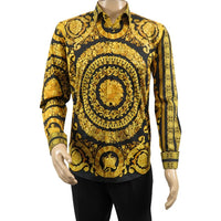 Men's AVM Crystal Shirt Medallion Medusa Cotton Turkey Slim Fit 9628-01 Gold