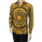 Men's AVM Crystal Shirt Medallion Medusa Cotton Turkey Slim Fit 9628-01 Gold