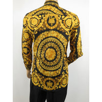 Men's AVM Crystal Shirt Medallion Medusa Cotton Turkey Slim Fit 9628-01 Gold