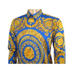Men's AVM Crystal Shirt Medallion Medusa Cotton Slim Fit 9628-06 Royal Blue