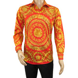 Men's AVM Crystal Shirt Medallion Medusa Cotton Turkey Slim Fit 9628-07 Red