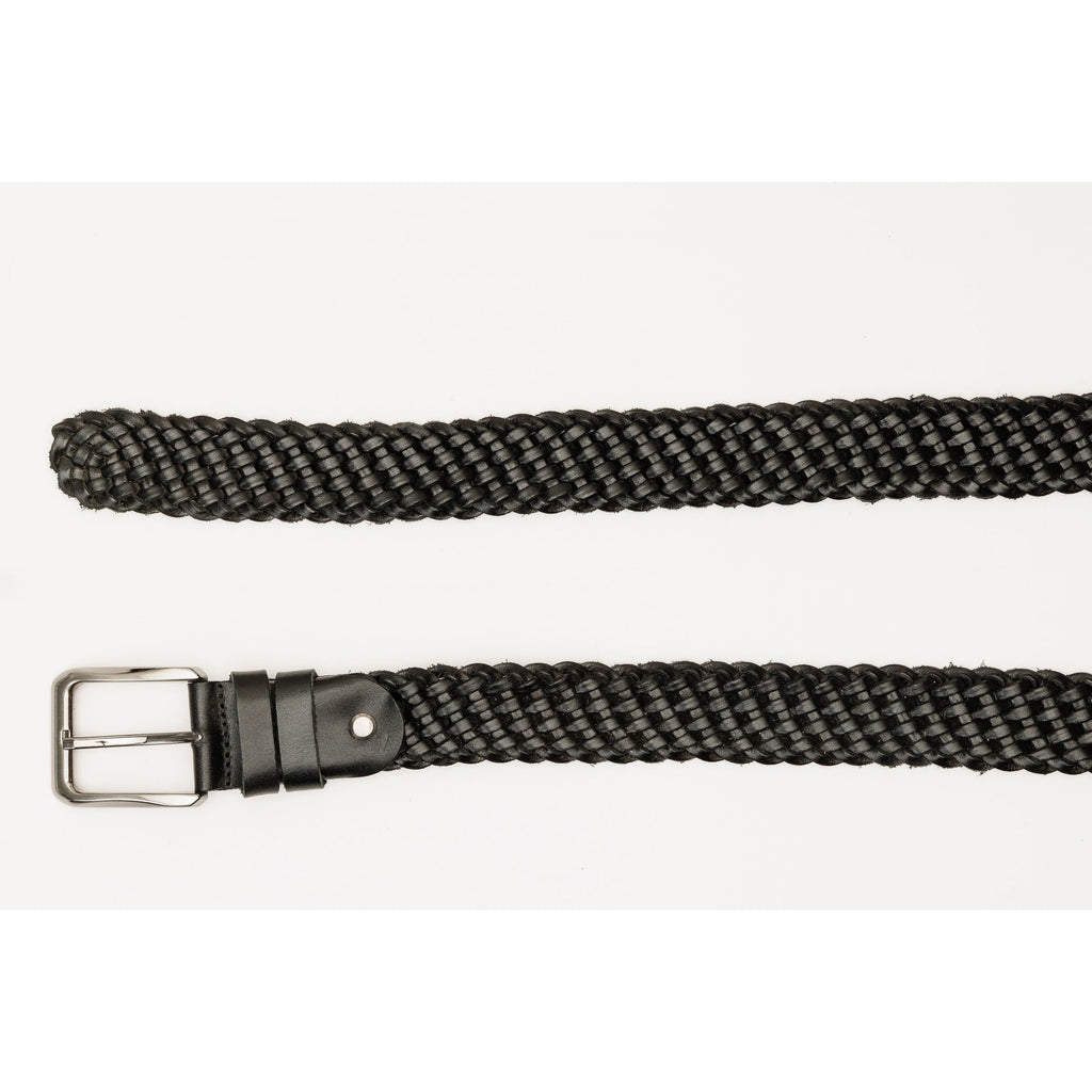 The Grand Woven Black Color Leather Belt
